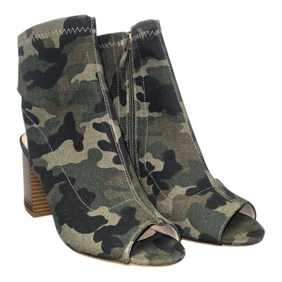 William Rast Camouflage Loren-16 chunky heel/toe, zipper open heel Shoes sz 7.5 - Picture 1 of 15